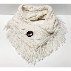 White Cream Fringe Soft Fluffy Infinity Scarf Womens Boho Hipster Hippie Warm